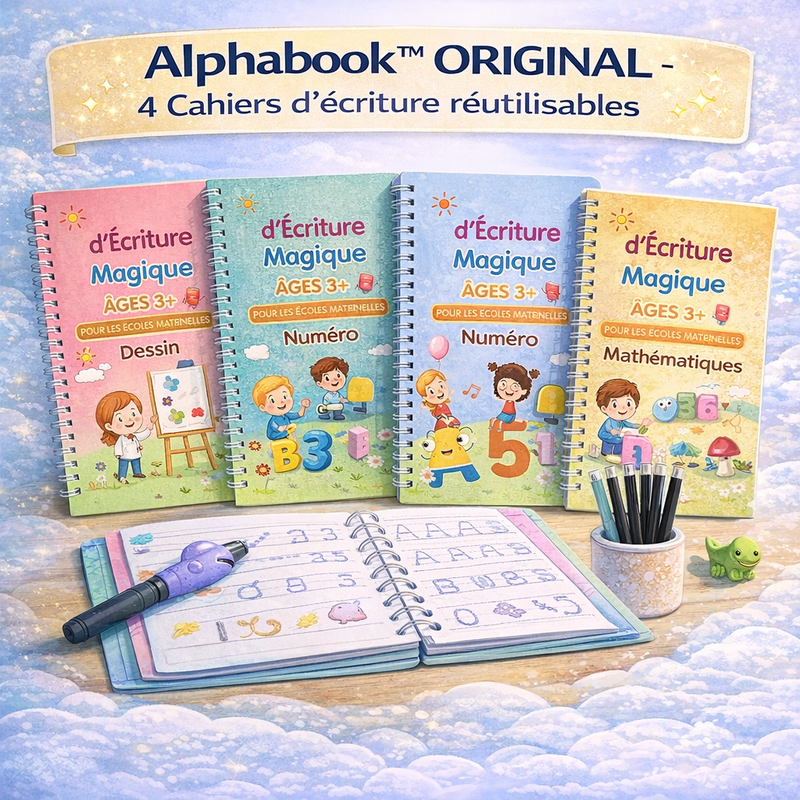 Alphabook™ ORIGINAL - 4 Cahiers d’écriture réutilisables